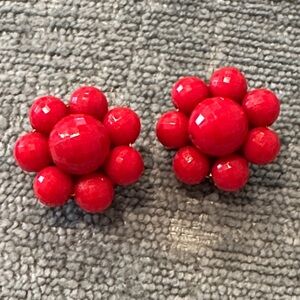 Vintage West Germany Red Clip On Earrings